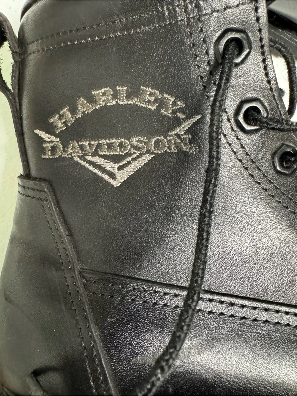 Harley-Davidson Black Leather Lace-Up Motorcycle Boots